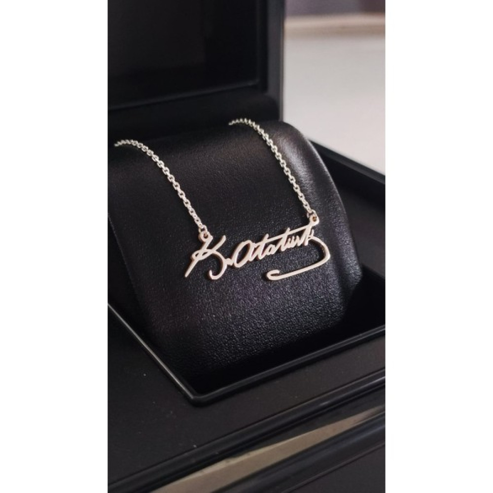 Satürn Silver Gümüş Atatürk Imzalı Kolye - 35 Cm Gümüş Kolye Fiyatı