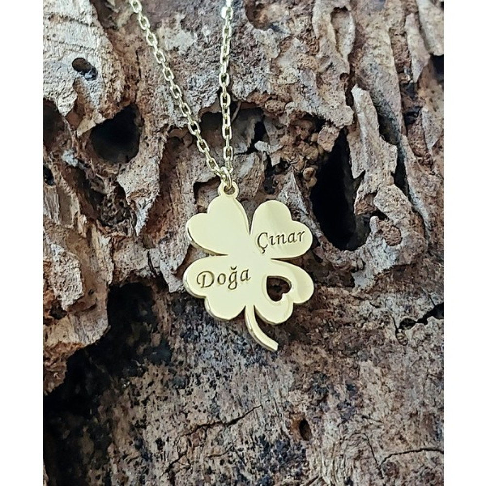 Satürn Silver Gümüş Isimli Yonca Kolye 4 Yapraklı Yonca Kolye - 45 cm Gümüş Kolye Fiyatı