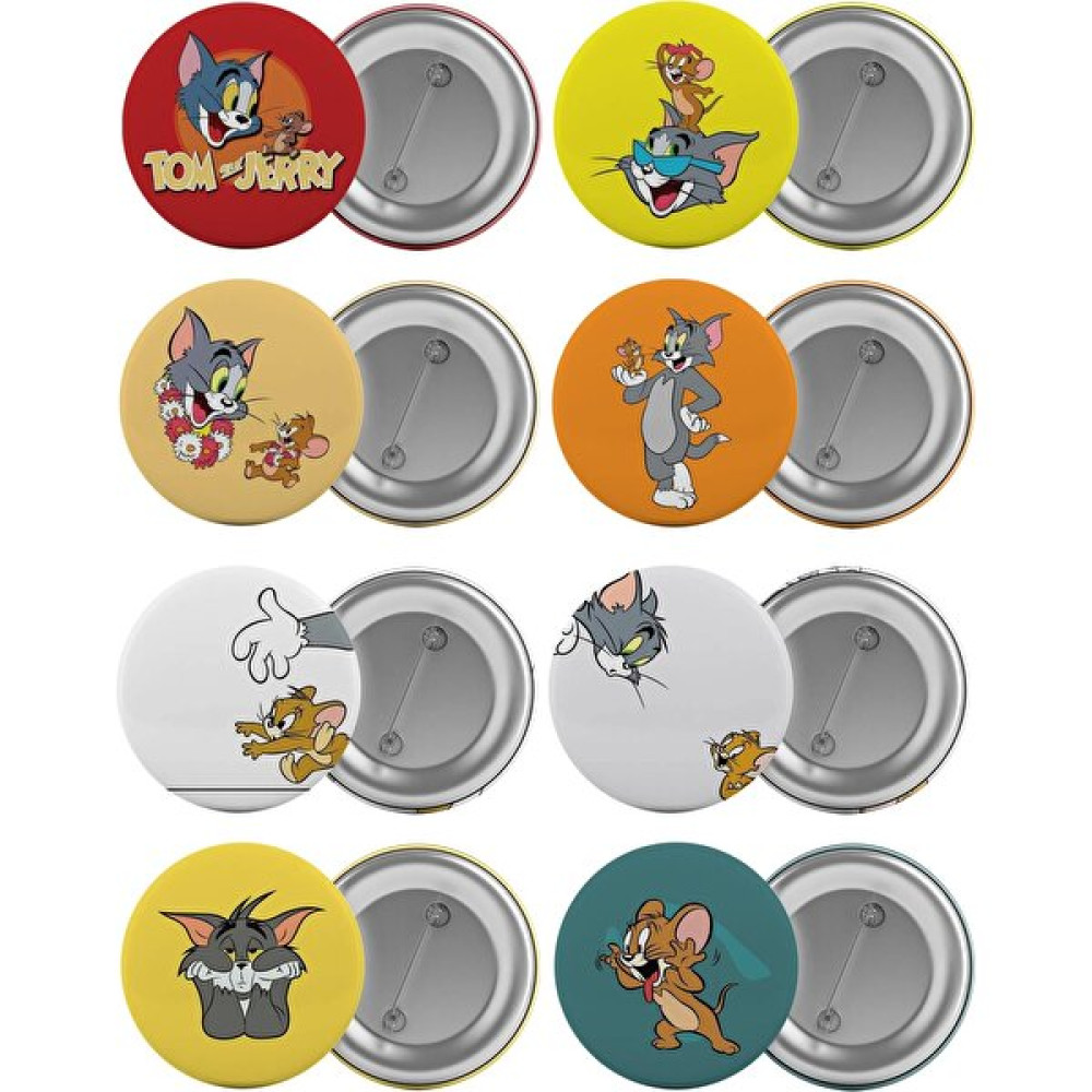 Satürn Tom ve Jerry Çanta Rozeti Seti 8 Adet En Büyük Boy 5.8cm Iğneli Broş - Renkli Okul Çantası Fiyatı