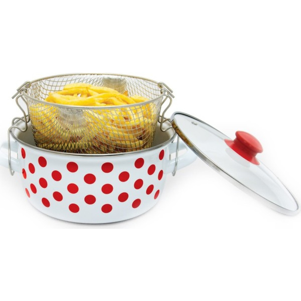 Savaşan Emaye Kızartma Tenceresi (Fritöz) 22 cm - Kırmızı Tencereler Fiyatı