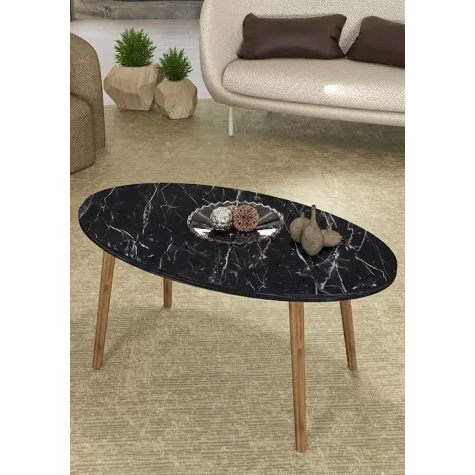 Savita Home Ahşap Orta Sehpa Elips - 90X50X42 cm - Bendir Orta Sehpa Fiyatı