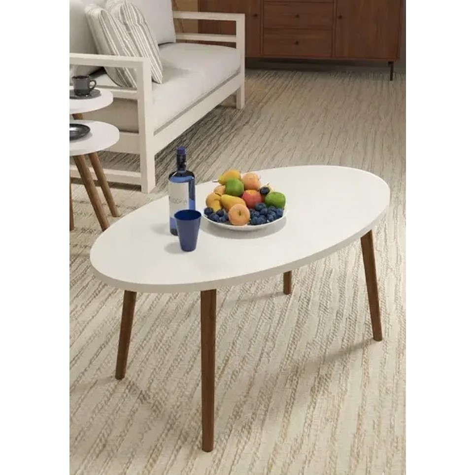 Savita Home Ahşap Orta Sehpa Elips - 90X50X42 cm - Beyaz Orta Sehpa Fiyatı