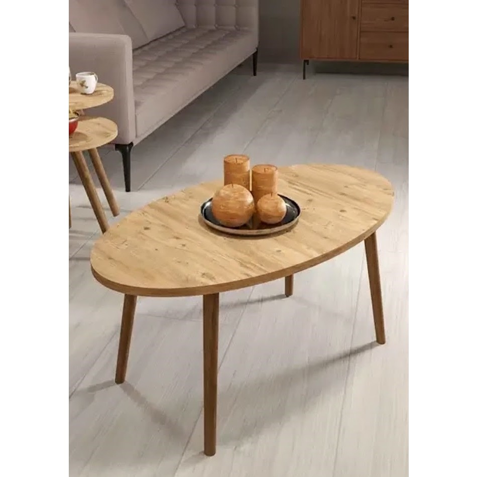 Savita Home Ahşap Orta Sehpa Elips - 90X50X42 cm - Ceviz Orta Sehpa Fiyatı