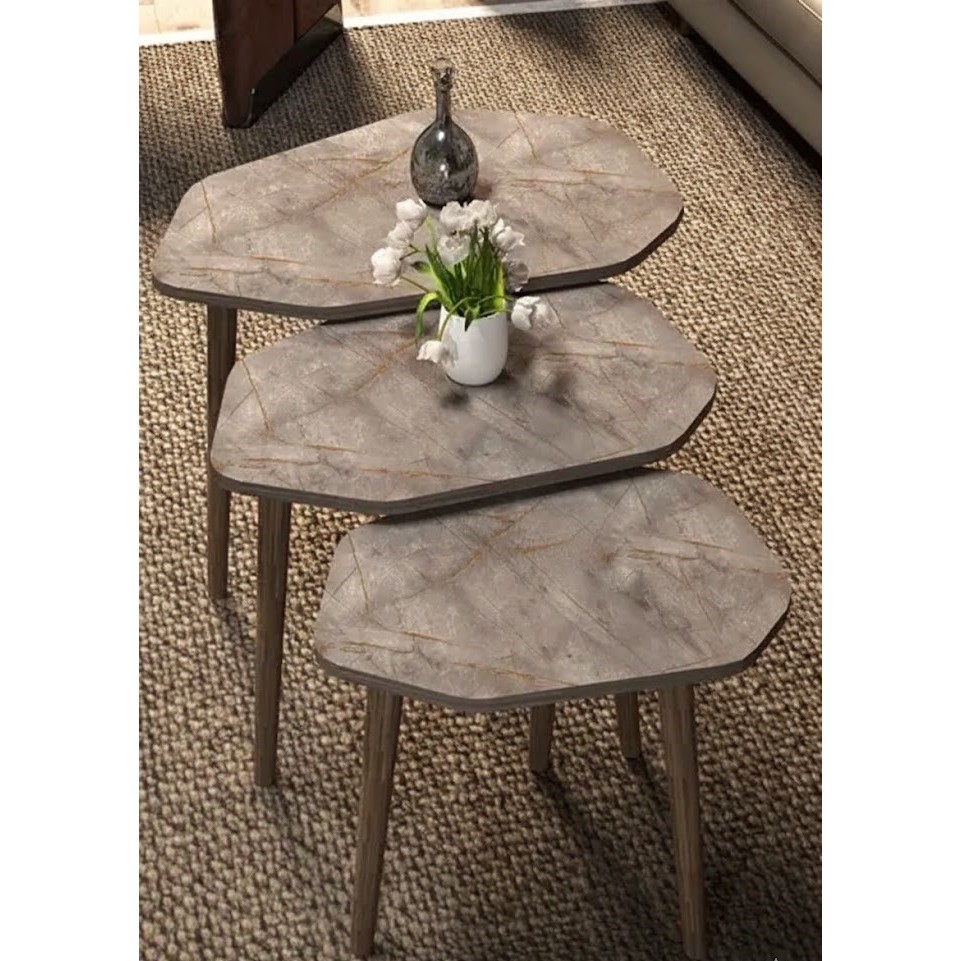 Savita Home Trio 3'lü Ahşap Zigon Sehpa - 51 cm - Gordion Yan Sehpa Fiyatı