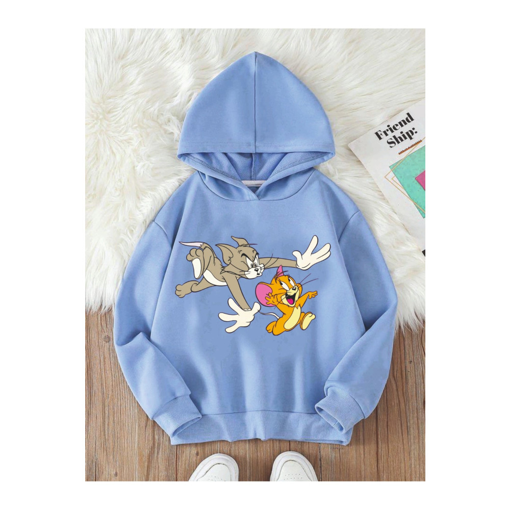 SAVO GİYİM unisex tom ve jerry baskılı çocuk kapşonlu sweatshirt 11-13 Yaş Beden Bayan Sweatshirt Fiyatı
