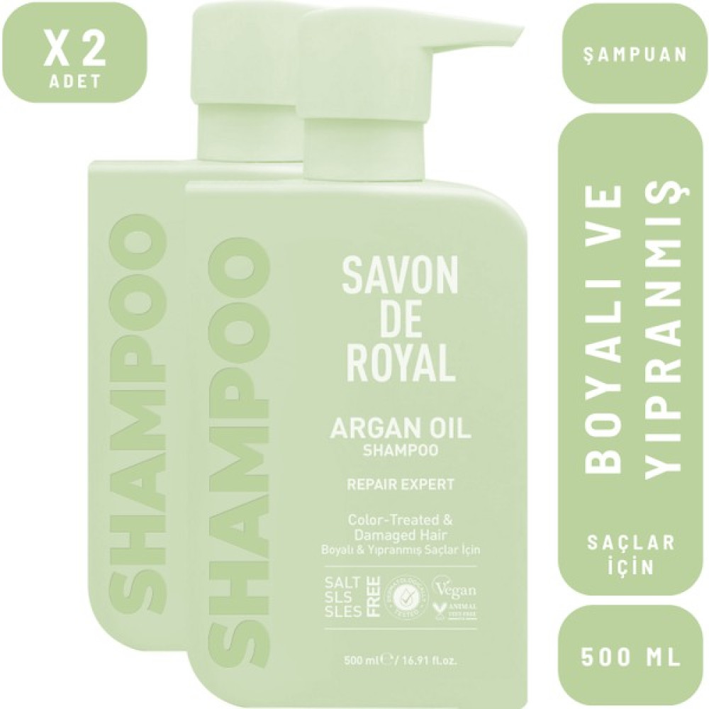 Savon De Royal Argan Yağı İçeren Boyalı ve Yıpranmış Saçlar İçin Onarım Uzmanı Şampuan 500 ml x 2 Adet Şampuan ve Saç Kremi Fiyatı