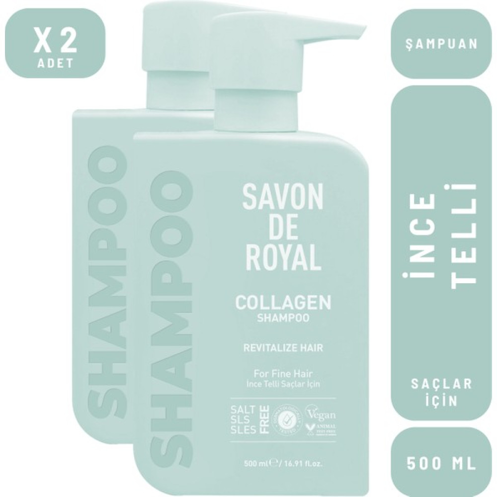 Savon De Royal Kolajen İçeren İnce Telli Saçlar İçin Canlandırıcı Etkili Şampuan 500 ml x 2 Adet Şampuan ve Saç Kremi Fiyatı