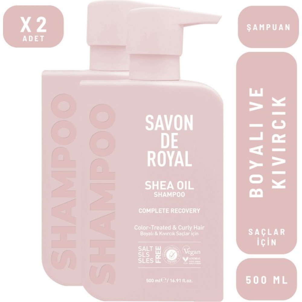Savon De Royal Shea Yağı Boyalı ve Kıvırcık Saçlar İçin Iyileşme Etkili Şampuan 500 ml x 2 Adet Şampuan ve Saç Kremi Fiyatı