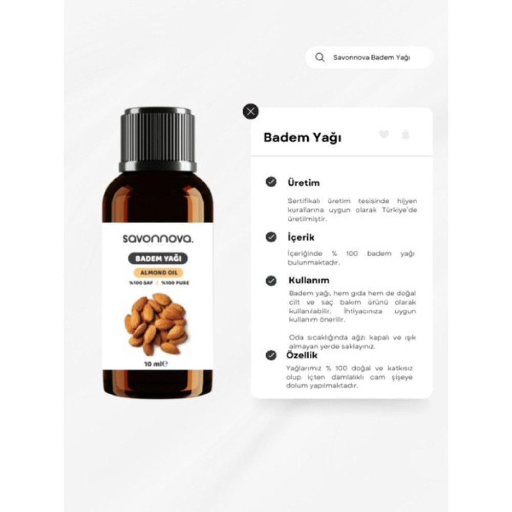 Savonnova Doğal Tatlı Badem Yağı Saf 10 Ml Oto Boyaları Fiyatı