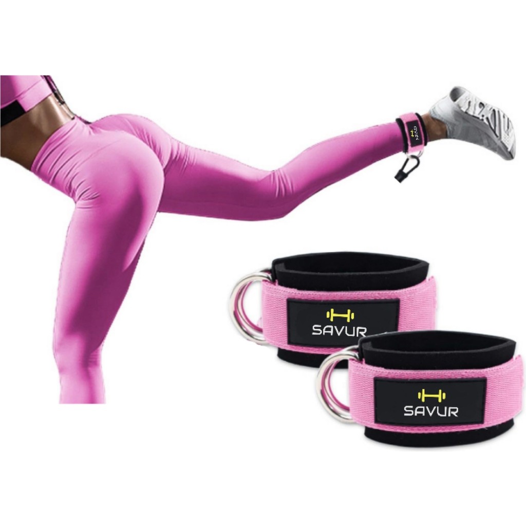Savur Professional Ankle Strap - Ayak Bileği Kayışları, Fitness Ayak Bilekliği Çift Demirli - Standart - Pembe Fitness Kondisyon Aksesuarları Fiyatı