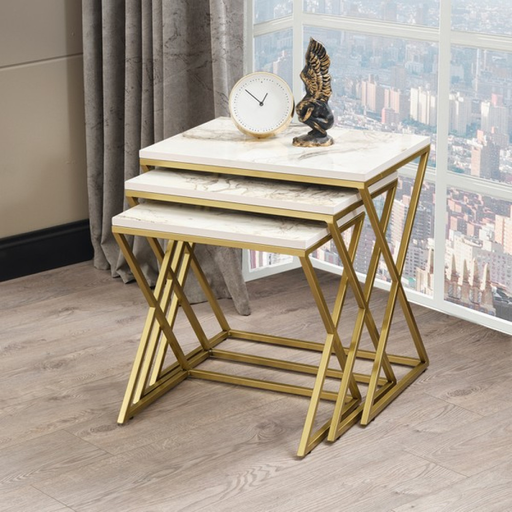 Sawoli Home Royal Gold Mermer Desen Zigon Sehpa Zigon Sehpa Fiyatı