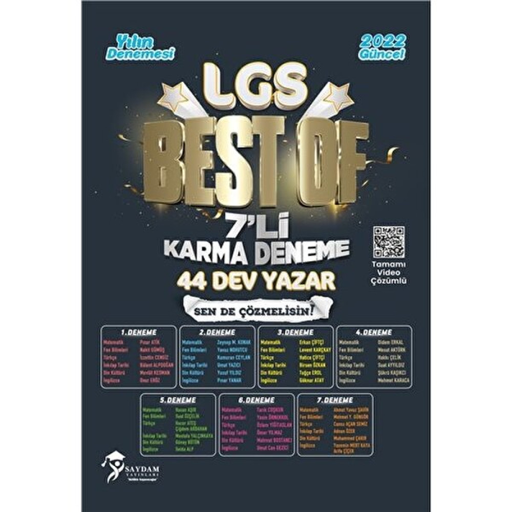 Saydam Yayınları LGS Best Of 7'li Karma Deneme 44 Dev Yazar 2022 Baskı LGS Denemesi Ders Sınav Kitapları Fiyatı