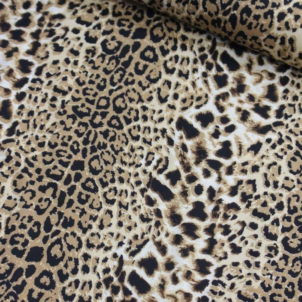 Saygılı Leopar Büyük Çift En Viskon Kumaş - 150 cm - 1 m - Siyah Kumaşlar Fiyatı