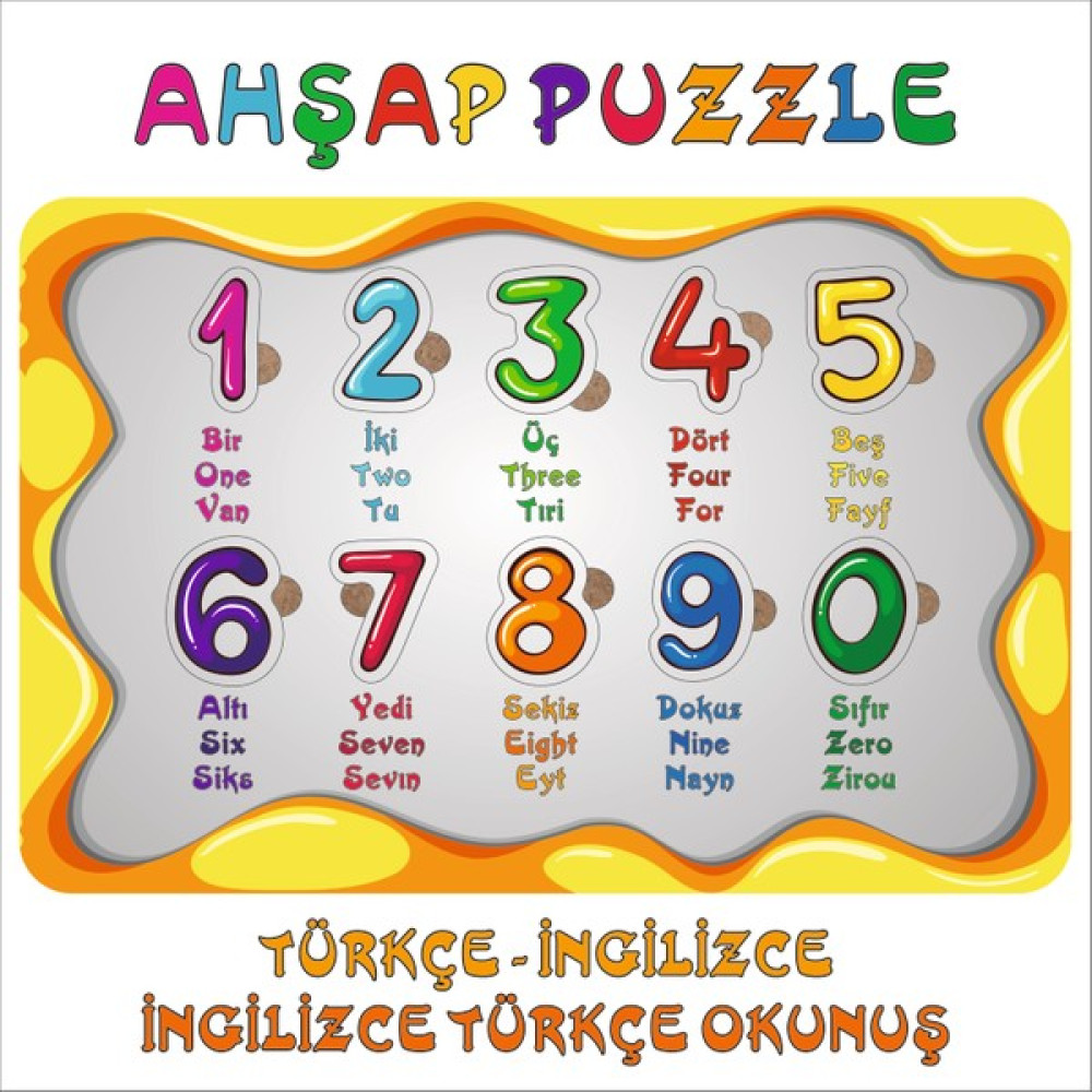 Sayılar Ahşap Çocuk Puzzle Yapboz Türkçe, Ingilizce, Ingi Eğitici Oyuncak Fiyatı