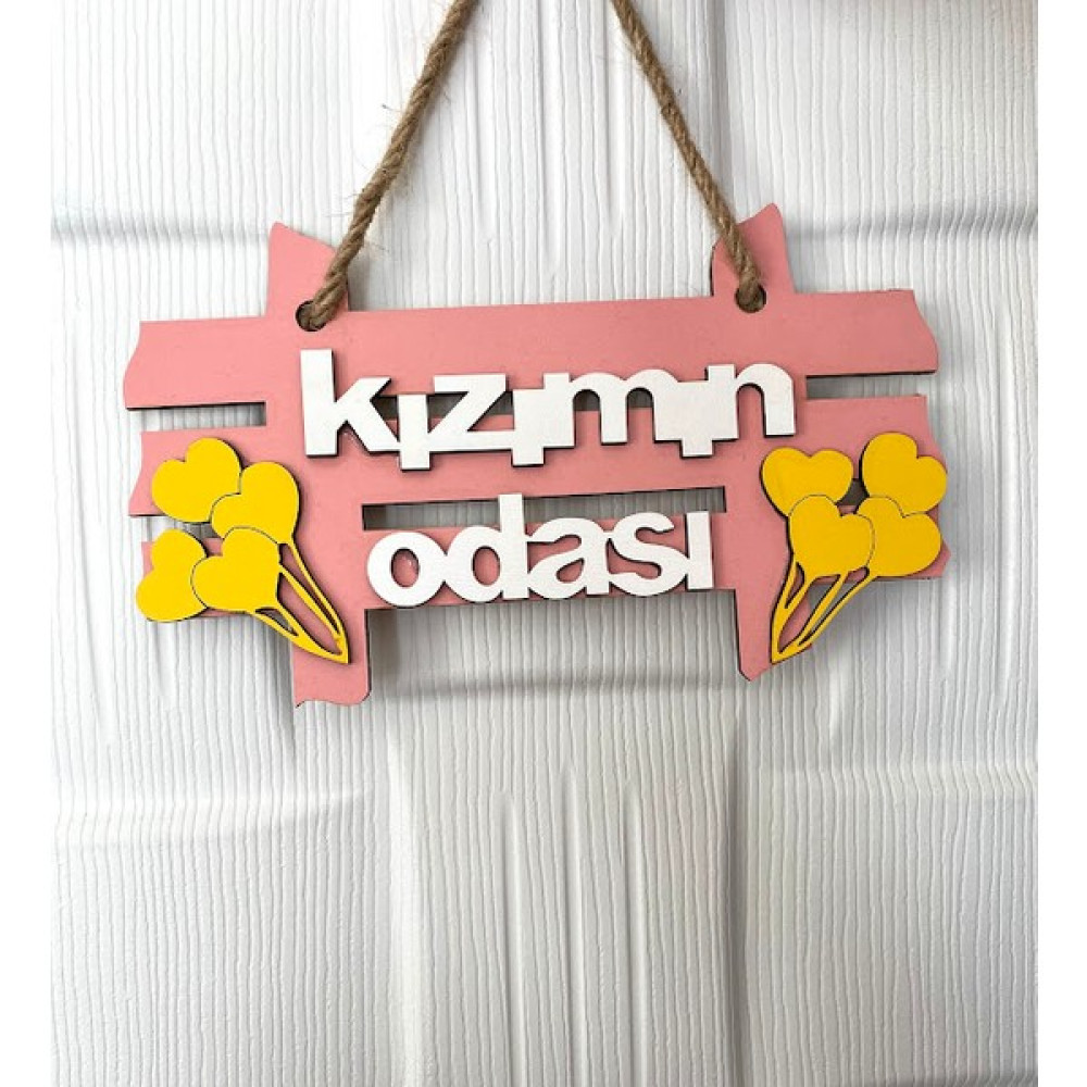 Sayılı Collection Ahşap Kapı ve Duvar Süsü Renkli Kızımın Odası Yazısı Çocuklar Için Hediyelik (24*14 Cm) - 24 x 14 cm - Pembe Bebek Odası Duvar Süsü Fiyatı