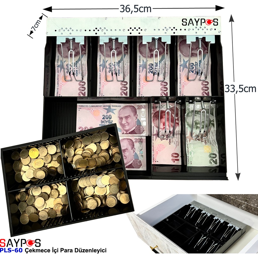 Saypos Gizli Evrak Hazneli 6 Kağıt Para 4 Bozuk Para Gözlü Çekmece Içi Para Düzenleyici 36,5X33,5X7CM SSD / Solid State Drive Fiyatı