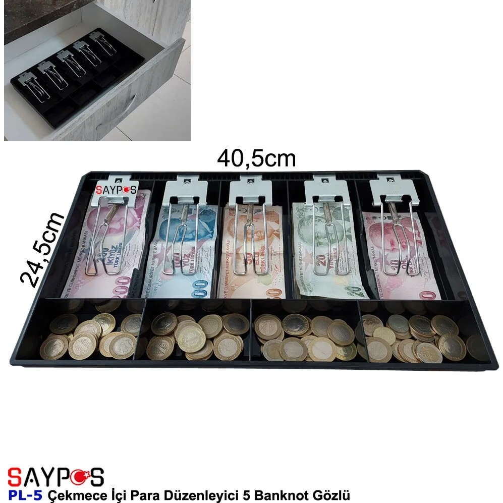 Saypos Metal Mandallı Çekmece Içi Para Düzenleyici 5 Banknot Bölmeli Para Çekmecesi Içi 40,5x24,5x3,5cm SSD / Solid State Drive Fiyatı