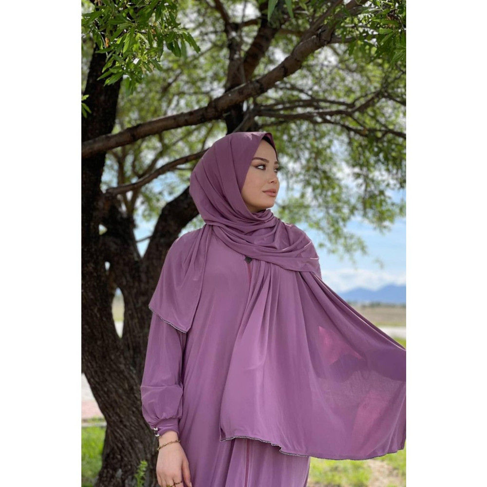 Sayra Shawl Kadın Gül Kurusu Şallı Ferace SYR006 Ferace Fiyatı