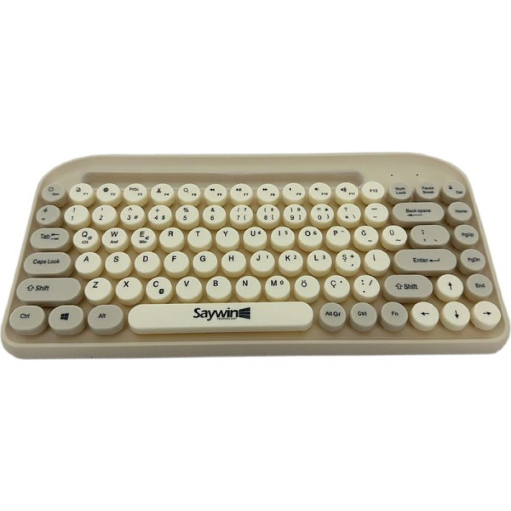 Saywin Bluetooth Klavye Renkli Retro Kablosuz Klavye Daktilo Görünümlü Tuş Tasarımı Şık ve Kullanışlı Telefon Koyma Gözü Pilli Türkçe Q Klavye Sw-05 - Krem Oto Boyaları Fiyatı