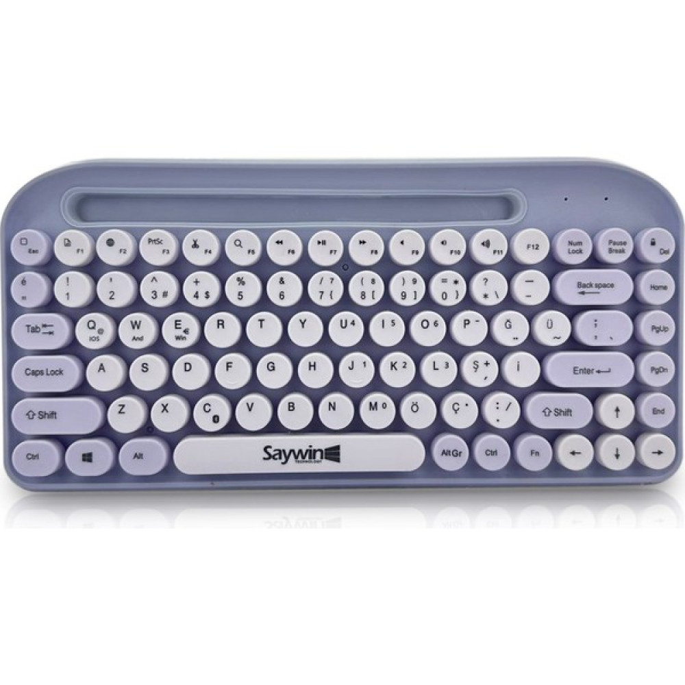 Saywin Bluetooth Klavye Renkli Retro Kablosuz Klavye Daktilo Görünümlü Tuş Tasarımı Şık ve Kullanışlı Telefon Koyma Gözü Pilli Türkçe Q Klavye Sw-05 - Mor Oto Boyaları Fiyatı
