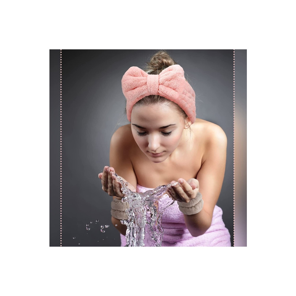 SB SizinBazar Pembe Rengi Süper Soft Spa Takımı - 2 Adet Havlu Yıkama Bilekliği Ve Elastik Saç Bandı Takımı Toka, Taç & Saç Bandı Fiyatı