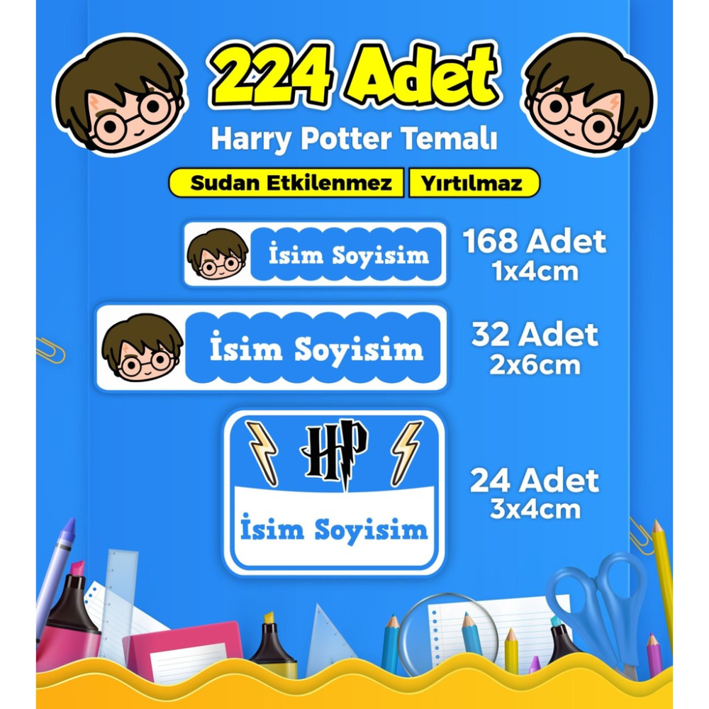 Sb Store Harry Potter Temalı Okul Kreş Kişiye Özel İsim Etiket Seti - Model 84 Okul Etiketi Fiyatı
