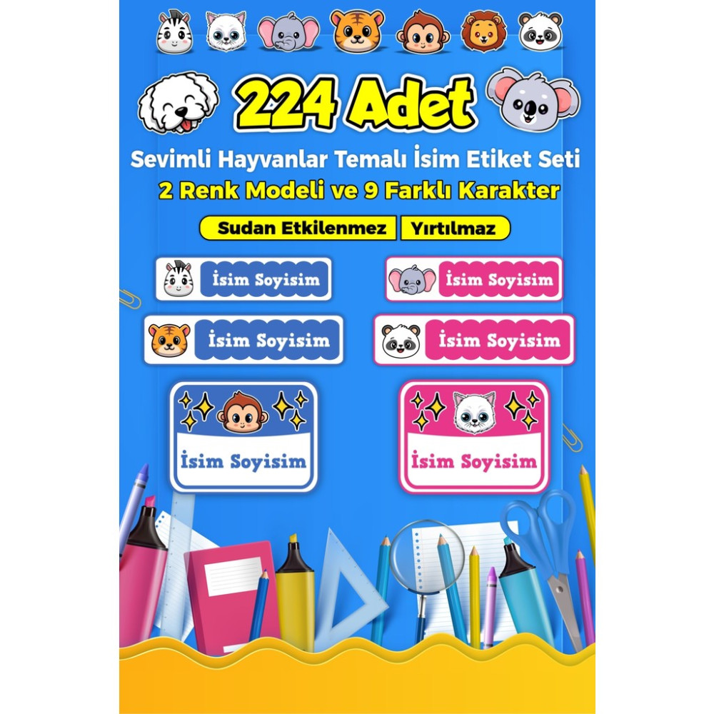 Sb Store Okul Kreş İsim Etiketi Kalem Defter Özel İsim Yazılabilen Etiket Seti - 224 Adet - Mavi Okul Etiketi Fiyatı
