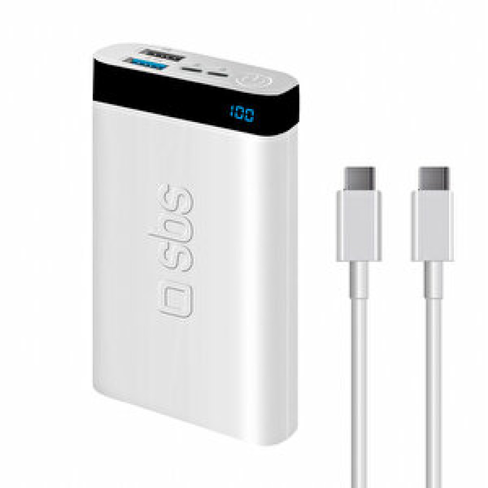 SBS Sbs İntelligent Fast Charge 10.000mah 2xusba + Type-c Çıkışlı Led Göstergeli 2m Type-c To Type-c Kablolu Powerbank Beyaz Cep Telefonu Şarj Cihazı Fiyatı