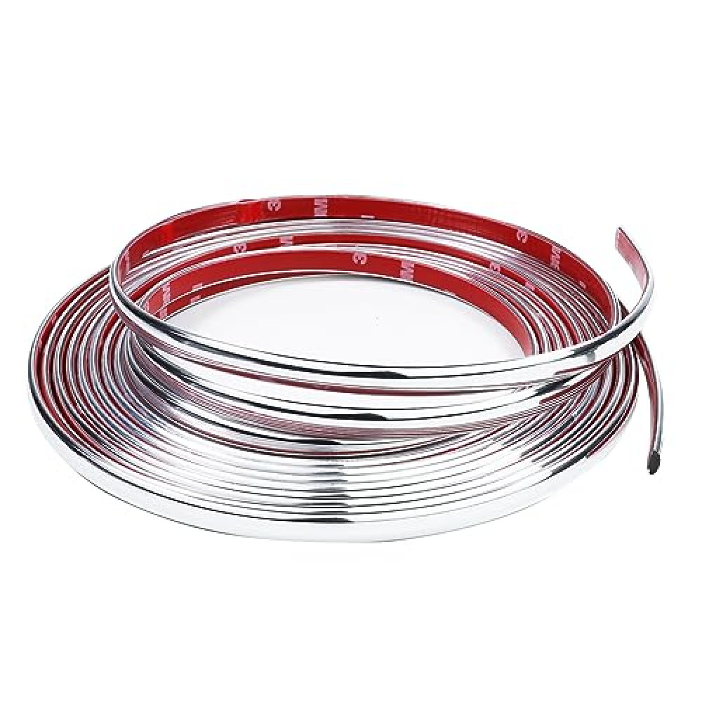 SBWLKJ 25Ft Automotive Chrome Trim Molding 1/2"(12mm) Universal Car Side Moldings(Self Adhesive) UV-Protected Scratch-Proof for All Vehicles Exterior Interior Body Door Window Bumper