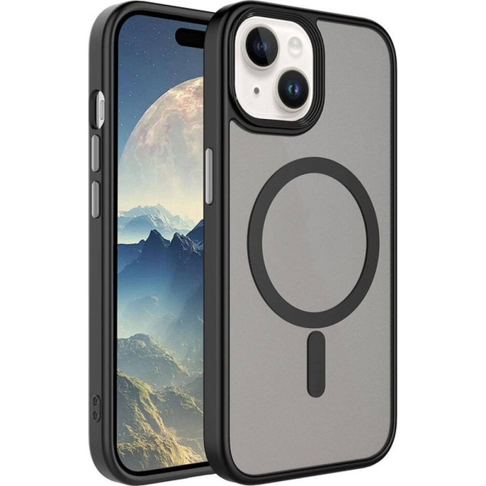 SBY Teknoloji iPhone 15 Plus Uyumlu Kılıf Mat Arka Yüzey Wireless Şarj Özellikli iPhone 15 Plus Flet Sert Kapak - Siyah Cep Telefonu Kılıfı Fiyatı
