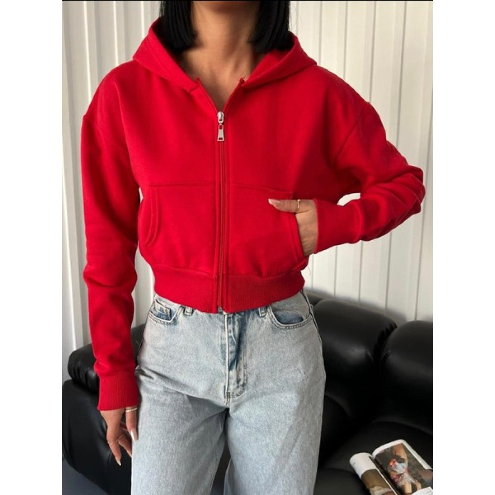 Ş&Ç Fashion Siyah Crop Kapüşonlu Hırka Fermuarlı Kadın Hırka Fiyatı
