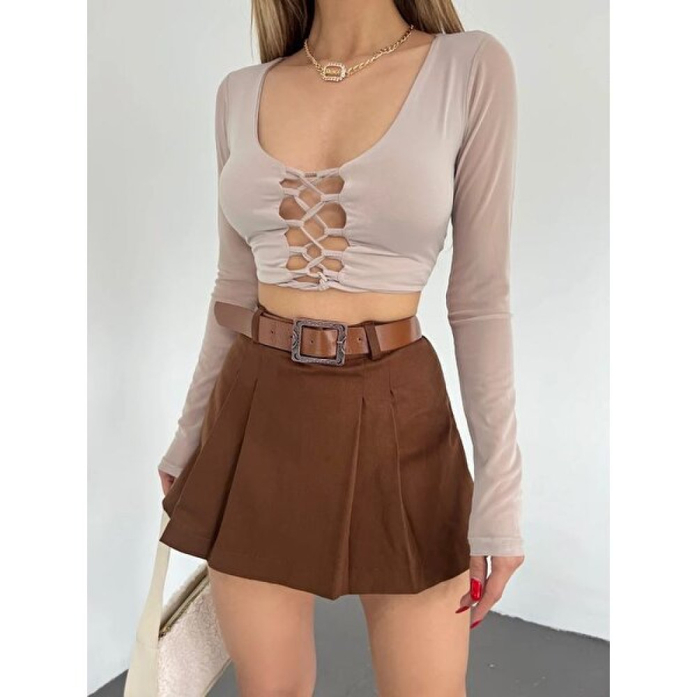 Scatoladi Moda Kadın Kemerli Piliseli Kısa Şortlu Etek Etek Fiyatı