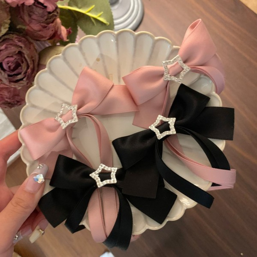 Scentu Yeni Moda Pembe ve Siyah Kurdele Yay Firkete Saç Tokası Zarif Beş Köşeli Yıldız Saç Aksesuarları Saç Klipleri Kadın Kızlar Için (Yurt Dışından) Toka, Taç & Saç Bandı Fiyatı