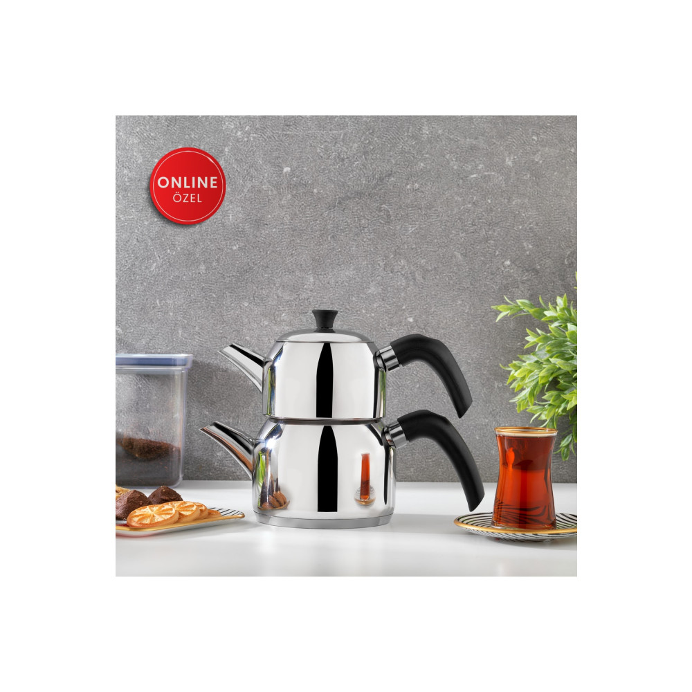 Schafer Delüks Çelik Çaydanlık Takımı (mini Boy) -4 Parça-siyah Çay / Çaydanlık Setleri Fiyatı