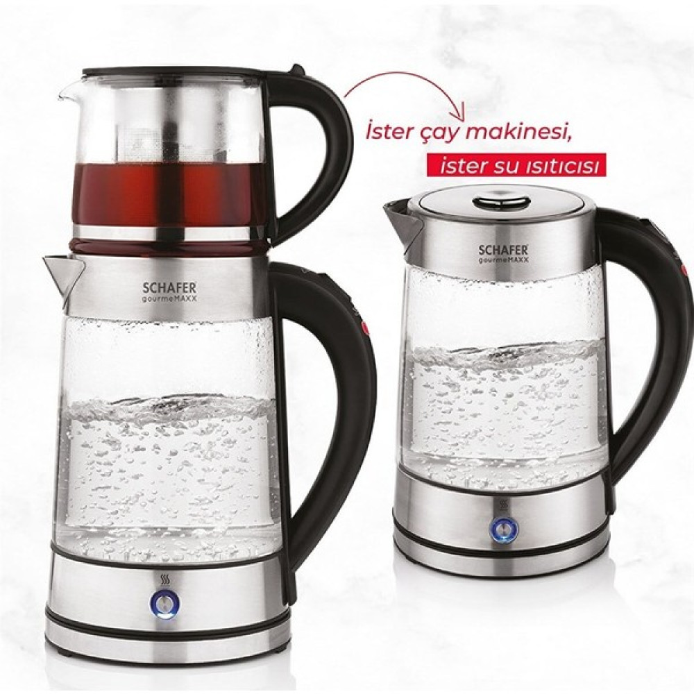 Schafer Gourmemaxx Cam Çay Makinesi Kettle 4 Parça Su Isıtıcıları / Kettle Fiyatı
