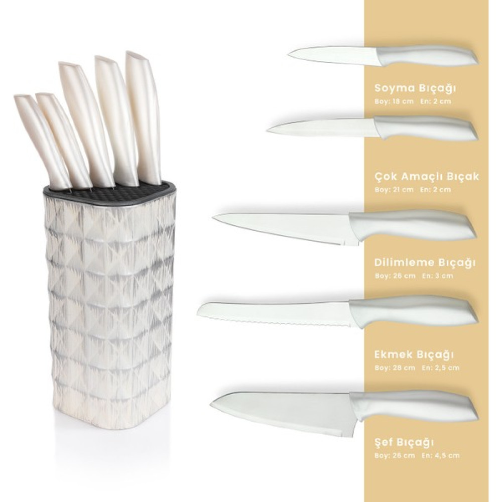 Schafer Quick Chef 6 Parca Standlı Bıcak Seti - Beyaz Oto Boyaları Fiyatı