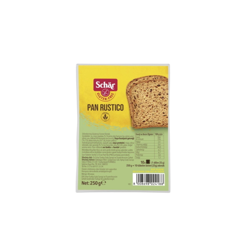Schar Rustico Glutensiz Lifli Ekmek 250 gr (8 ADET) İçecek Fiyatı