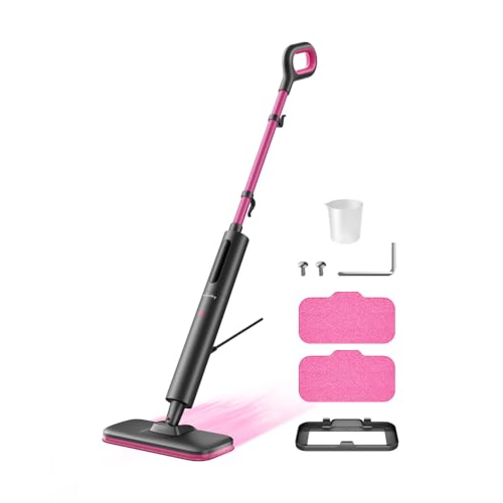 Schenley Steam Mop Cleaner Powerful - 15s Fast Heat-Up, Chemical-Free for Hardwood/Tile/Laminate & Floors/Walls, Washable Pads, 3 Modes for Carpet, Lightweight, Self-Standing, Sleek Design