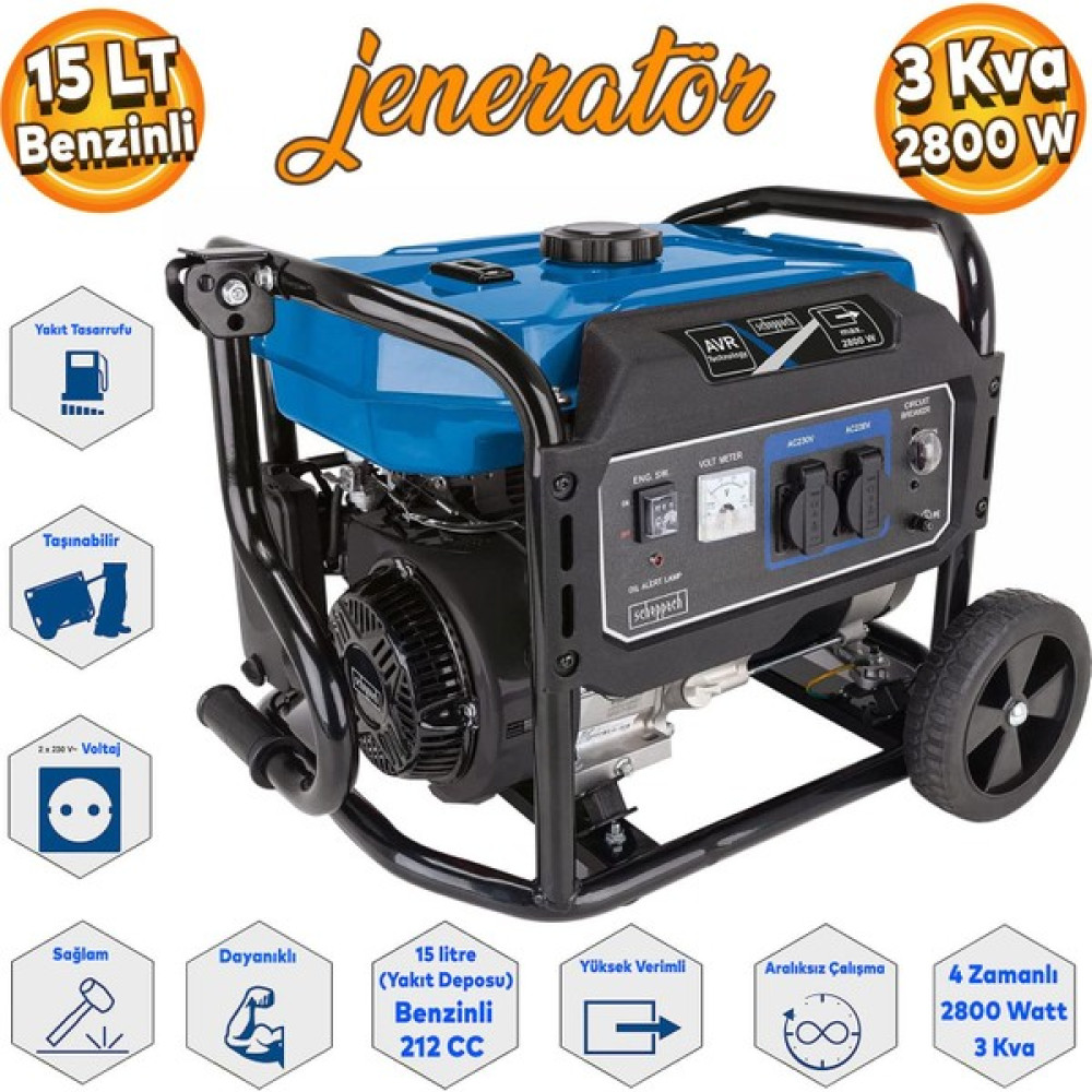 Scheppach Benzinli Jenerator 3,5 Kw 2800 Watt SG3200X Nalburiye & Hırdavat Fiyatı