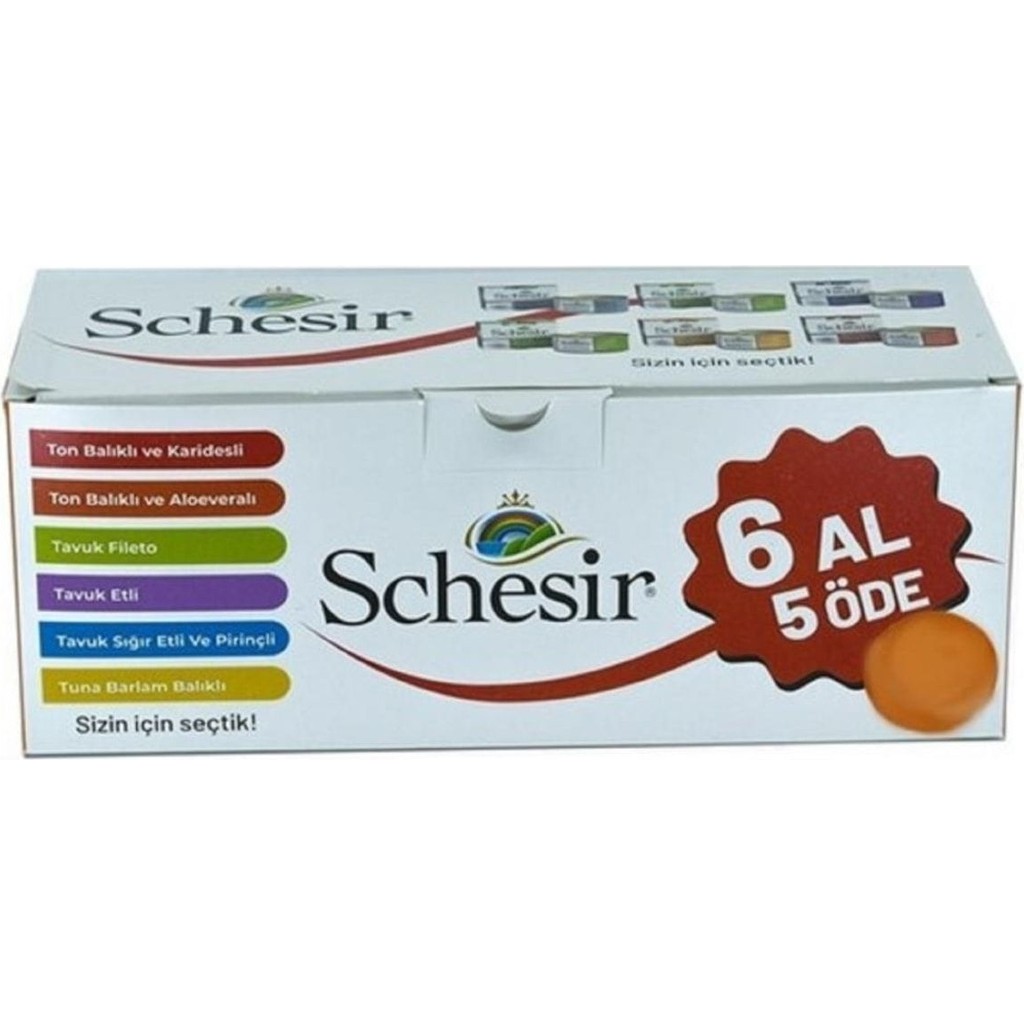 Schesir Multipack Karışık Kedi Yaş Maması 85 Grx6 İstiridye Tatlı Tüm Yaş Grupları İçin Yüksek Kalite Evcil Hayvan Ürünleri Fiyatı