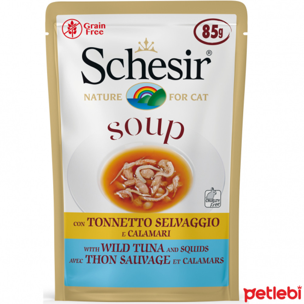 Schesir Ton Balıklı ve Kalamarlı Tahılsız Yetişkin Kedi Çorbası 85gr Evcil Hayvan Ürünleri Fiyatı