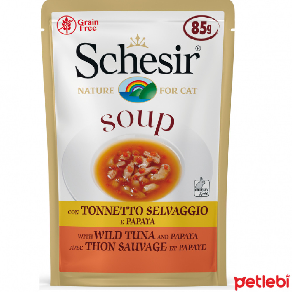 Schesir Ton Balıklı ve Papayalı Tahılsız Yetişkin Kedi Çorbası 85gr Evcil Hayvan Ürünleri Fiyatı