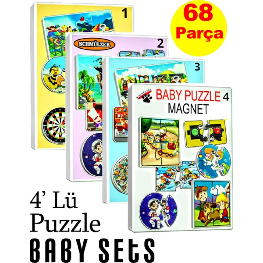 Schmülzer 4'lü Set  Baby Magnet Eğitici Puzzle - Yapboz Montessori Hediye Oyuncak - 22 Görsel 68 Parça Oto Boyaları Fiyatı