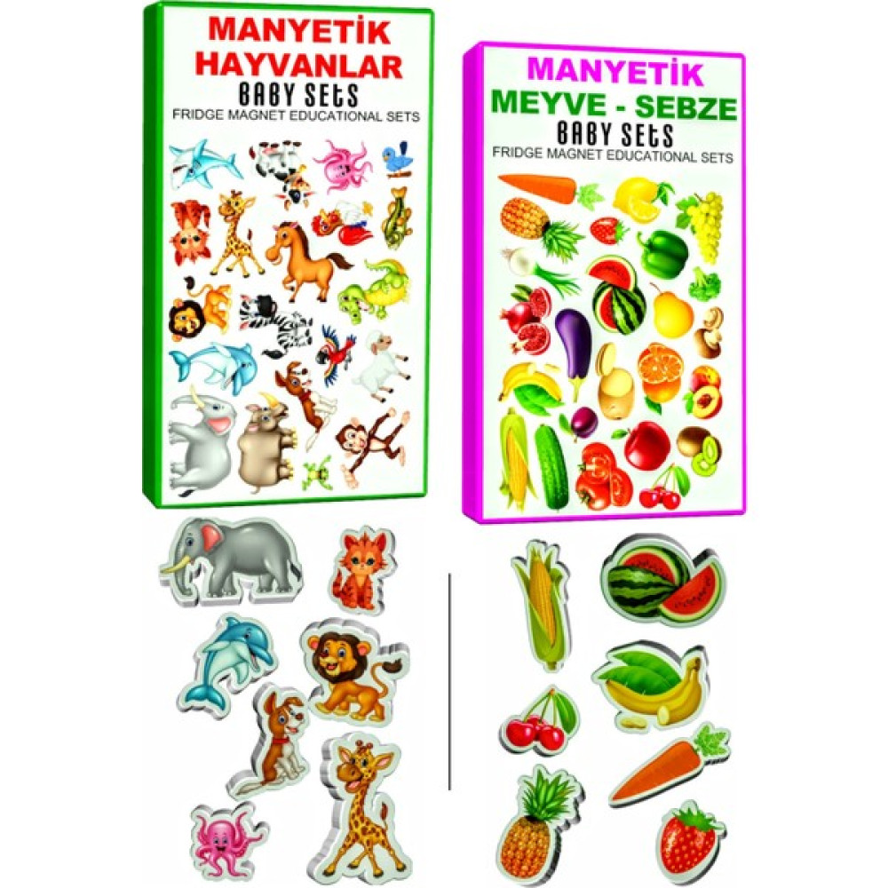 Schmülzer Buzdolabı Eğitici 2'li Set Manyetik Hayvanlar / Meyveler - Manyetik Bultak Şablon Eğitici Oyuncak Eğitici Oyuncak Fiyatı