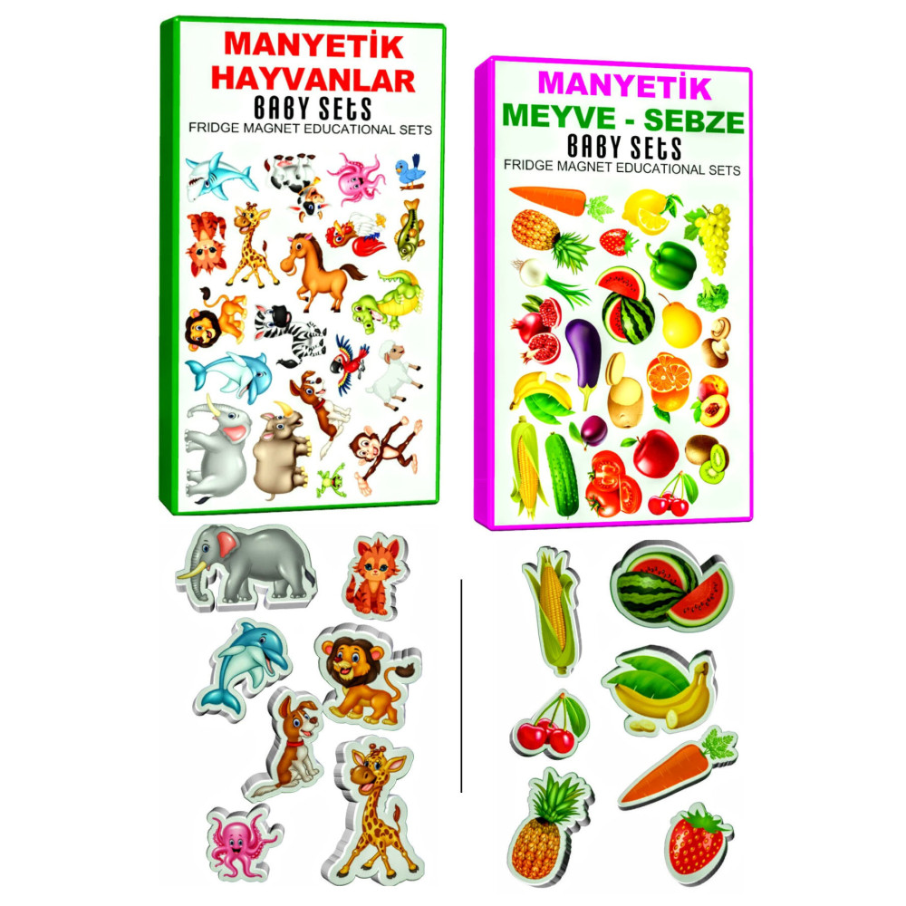 Schmülzer Buzdolabı Eğitici 2li Set Manyetik Hayvanlar / Meyveler - Manyetik Bultak Şablon Eğitici Oyuncak Eğitici Oyuncak Fiyatı