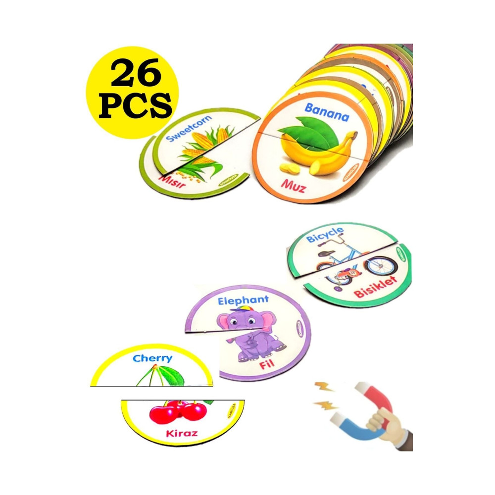 Schmülzer Buzdolabı Mıknatıslı Ingilizce Türkçe Manyetik Puzzle Magnet Çocuk Eğitici Oyuncak 26 Parça Eğitici Oyuncak Fiyatı