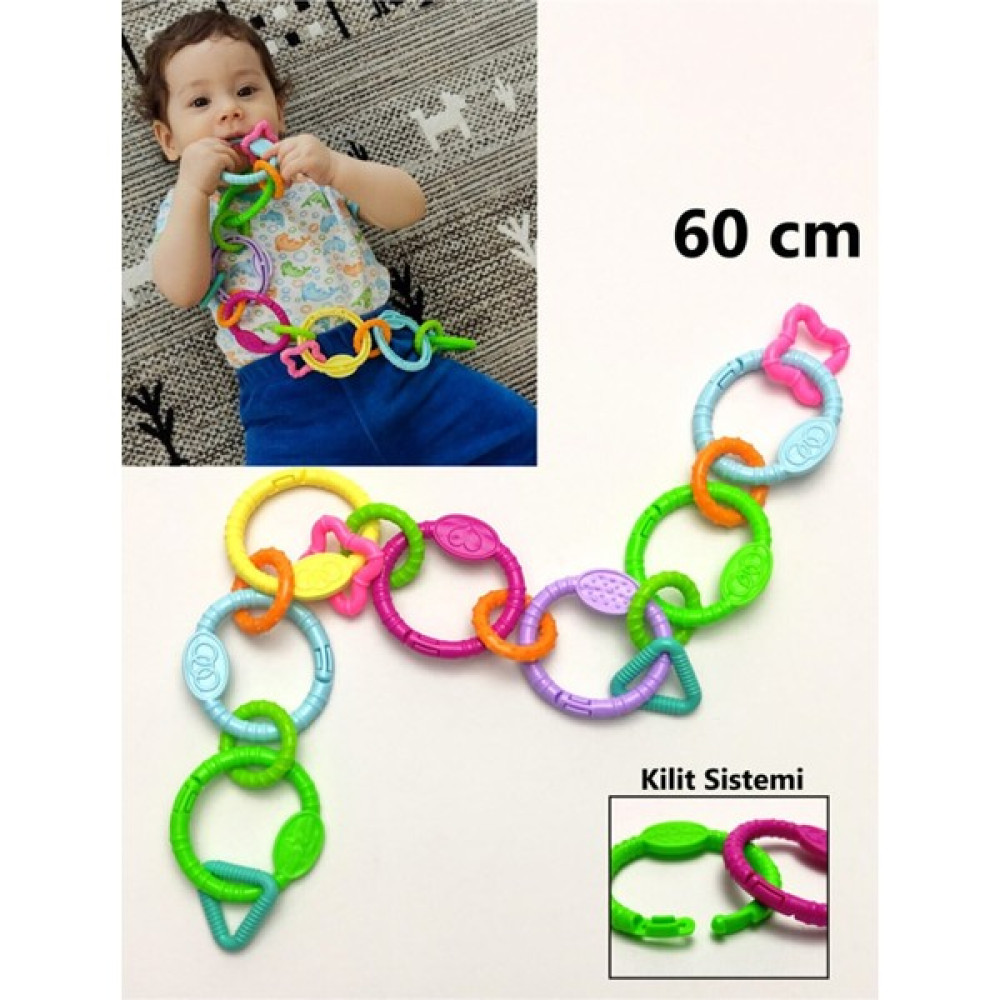 Schmülzer Zincir Dişlik - 17 Parça Kilitli Diş Kaşıyıcı Çıngırak 60 cm - Renkli Bebek Oyuncakları Fiyatı