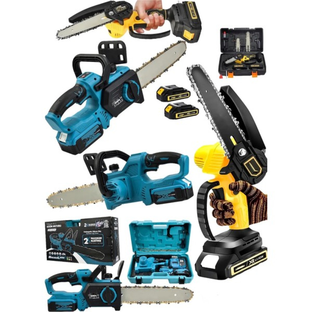 SCHUTZENGER 2'li Set 598 Vf Şarjlı F13000 Bakır Sargı Ağaç Odun Kesme Dal Budama Bıçkı Motoru 4 Akülü Dal Budama Makineleri Fiyatı
