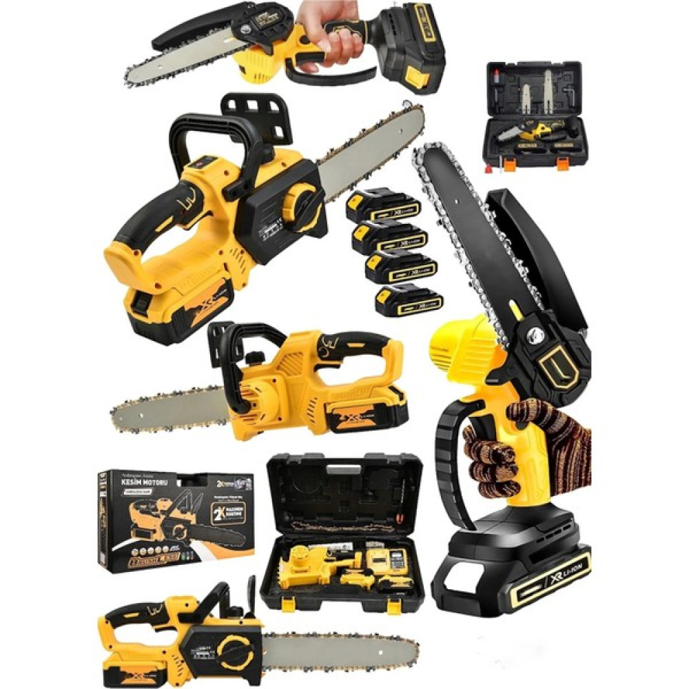 SCHUTZENGER 2'li Set 598 Vf Şarjlı F23000 Bakır Sargı Ağaç Odun Kesme Dal Budama Bıçkı Motoru 4 Akülü Dal Budama Makineleri Fiyatı