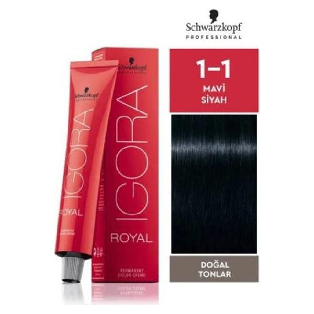 Schwarzkopf Igora Royal Doğal Tonlar 1-1 Mavi Siyah Saç Boyası 60ml Saç Boyası Fiyatı